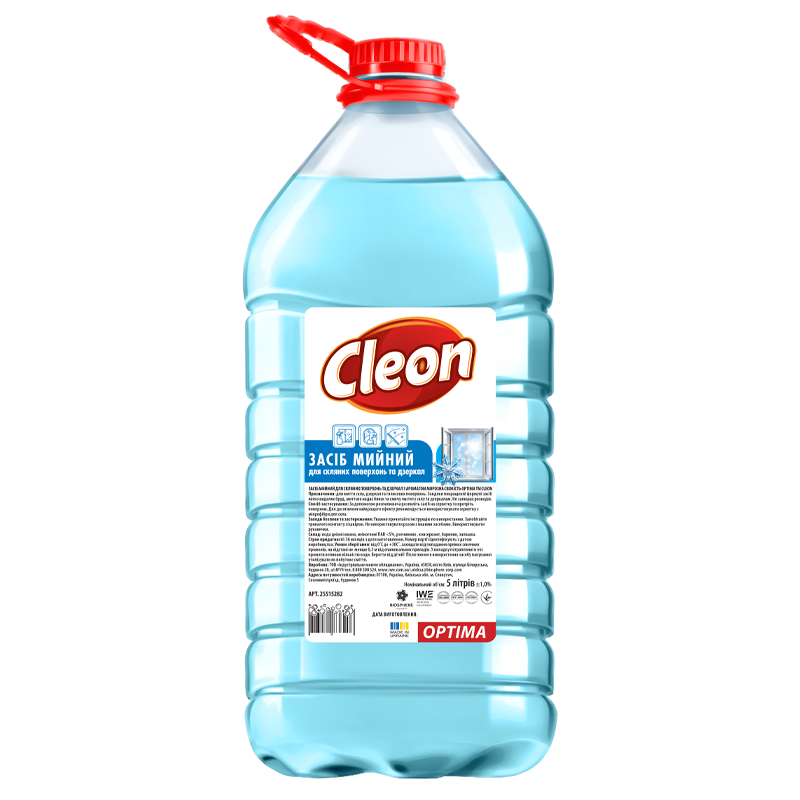 25515282 Cleon Засіб для миття скла та дзеркал Optima Морозна свіжість, 5л